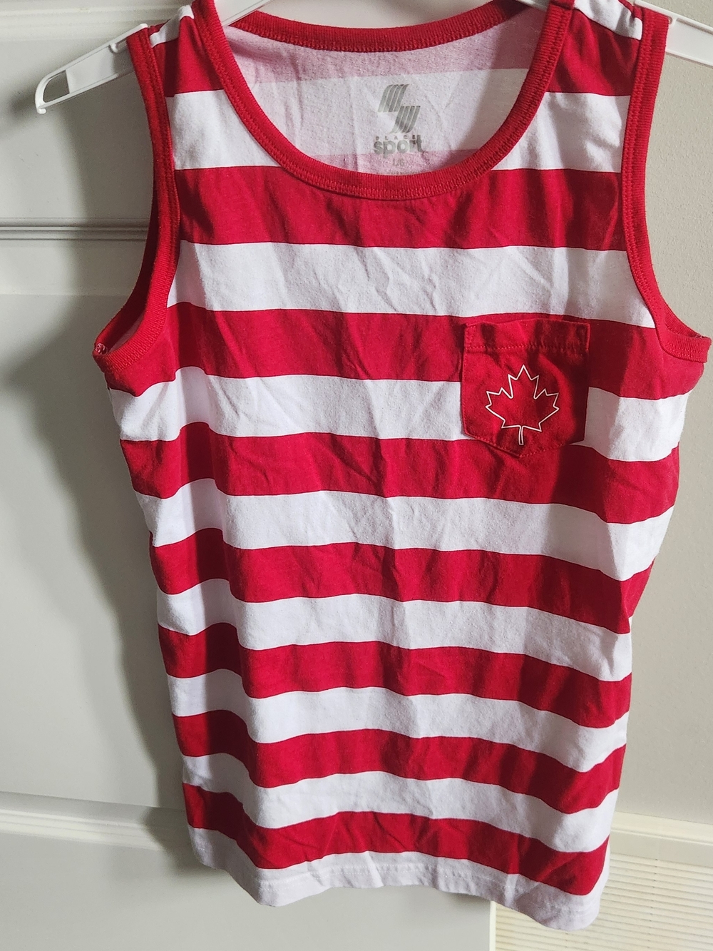 Boys Canada Day Striped Pocket Tank Top - red